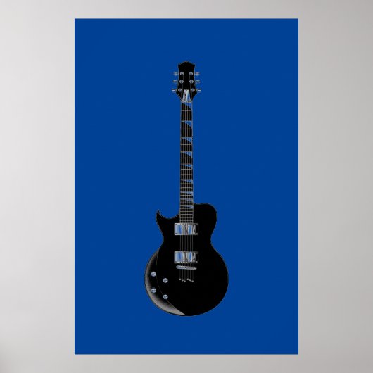 Zwart Blauw Pop Art Electric Guitar Poster (Voorkant)