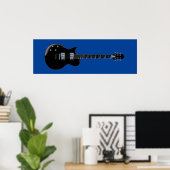 Zwart Blauw Pop Art Electric Guitar Print (Thuiskantoor)