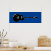 Zwart Blauw Pop Art Electric Guitar Print (Keuken)