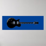 Zwart Blauw Pop Art Electric Guitar Print<br><div class="desc">Muziekinstrumenten Illustraties van grafische ontwerpen</div>