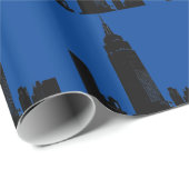 Zwart & Blauw Pop Art New York Cadeaupapier (Rol Hoek)
