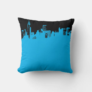Zwart Blauw Pop Art New York City Sierkussen