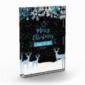 Zwart Blauw Prettig Kerstfeest Foto Blok (Links)