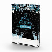 Zwart Blauw Prettig Kerstfeest Foto Blok (Rechts)