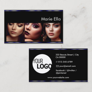 Zwart Blauw Product Labels met Logo Foto's Glam