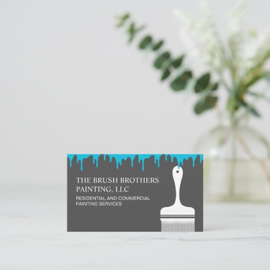 Zwart Blauw Professioneel Huis Schilder Visitekaartje (Staand voorkant)