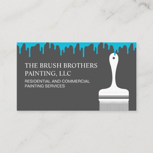 Zwart Blauw Professioneel Huis Schilder Visitekaartje (Voorkant)