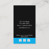 Zwart & Blauw Promotionele QR Code Zakelijke Logo Visitekaartje (Achterkant)