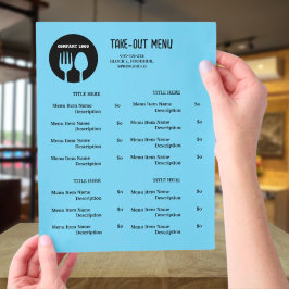 Zwart, Blauw Restaurant Afhaalmenu met QR-code Flyer
