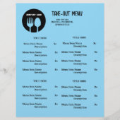 Zwart, Blauw Restaurant Afhaalmenu met QR-code Flyer (Voorkant)