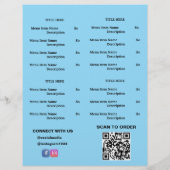 Zwart, Blauw Restaurant Afhaalmenu met QR-code Flyer (Achterkant)