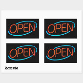 Zwart, Blauw, & Rode Neon OPEN Teken Bar Sticker (Vel)