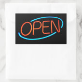 Zwart, Blauw, & Rode Neon OPEN Teken Bar Sticker (Tas)