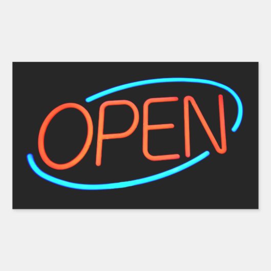 Zwart, Blauw, & Rode Neon OPEN Teken Bar Sticker (Voorkant)