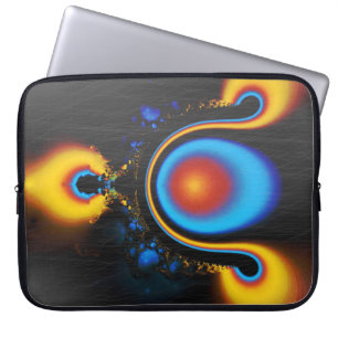 Zwart Blauw Rood Geel Fractal Grunge Laptop Hoes