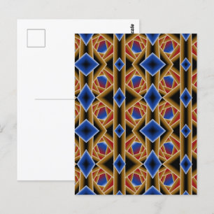Zwart Blauw Rood Goud Ombre Afgrond Abstracte Kuns Briefkaart