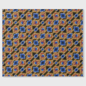 Zwart Blauw Rood Goud Ombre Afgrond Abstracte Kuns Cadeaupapier (Vlak)