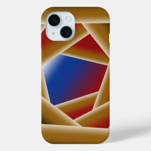 Zwart Blauw Rood Goud Ombre Afgrond Abstracte Kuns iPhone 15 Case