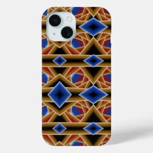 Zwart Blauw Rood Goud Ombre Afgrond Abstracte Kuns iPhone 15 Case