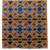 Zwart Blauw Rood Goud Ombre Afgrond Abstracte Kuns Douchegordijn (Voorkant)