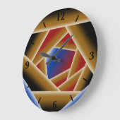 Zwart Blauw Rood Goud Ombre Afgrond Abstracte Kuns Grote Klok (Hoek)