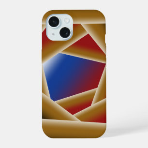 Zwart Blauw Rood Goud Ombre Afgrond Abstracte Kuns iPhone 15 Case