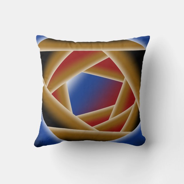 Zwart Blauw Rood Goud Ombre Afgrond Abstracte Kuns Kussen (Achterkant)