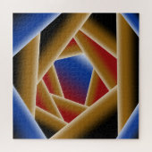 Zwart Blauw Rood Goud Ombre Afgrond Abstracte Kuns Legpuzzel (Horizontaal)