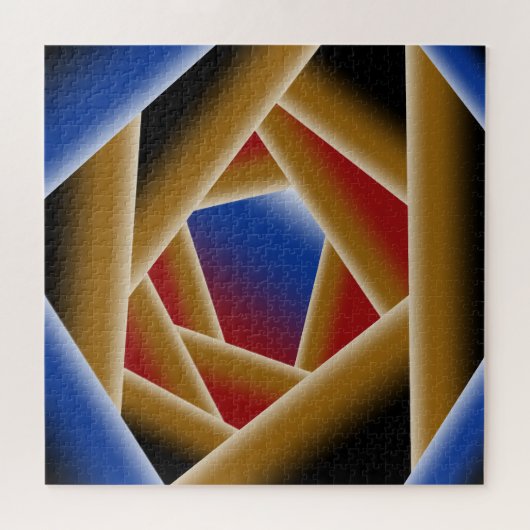 Zwart Blauw Rood Goud Ombre Afgrond Abstracte Kuns Legpuzzel (Horizontaal)