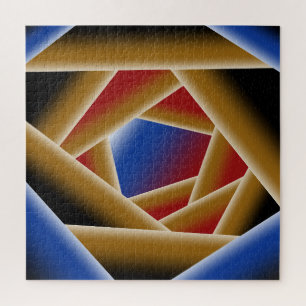 Zwart Blauw Rood Goud Ombre Afgrond Abstracte Kuns Legpuzzel