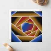 Zwart Blauw Rood Goud Ombre Afgrond Abstracte Kuns Notitiekaartje (Voorkant / Achterkant in situ)