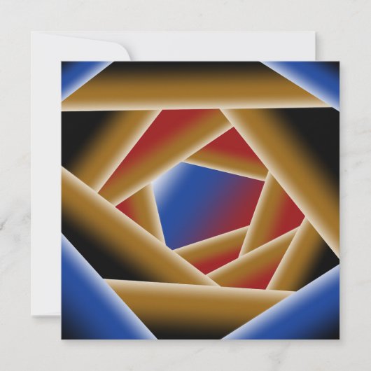 Zwart Blauw Rood Goud Ombre Afgrond Abstracte Kuns Notitiekaartje (Voorkant)