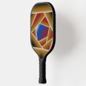 Zwart Blauw Rood Goud Ombre Afgrond Abstracte Kuns Pickleball Paddle (Links)