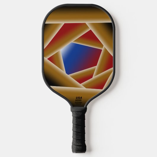Zwart Blauw Rood Goud Ombre Afgrond Abstracte Kuns Pickleball Paddle (Voorkant)