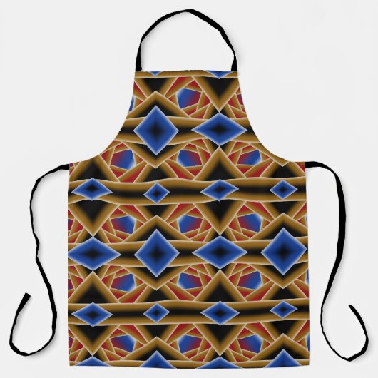 Zwart Blauw Rood Goud Ombre Afgrond Abstracte Kuns Schort (Voorkant)