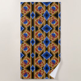 Zwart Blauw Rood Goud Ombre Afgrond Abstracte Kuns Strandlaken