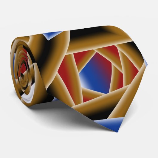 Zwart Blauw Rood Goud Ombre Afgrond Abstracte Kuns Stropdas (Opgerold)