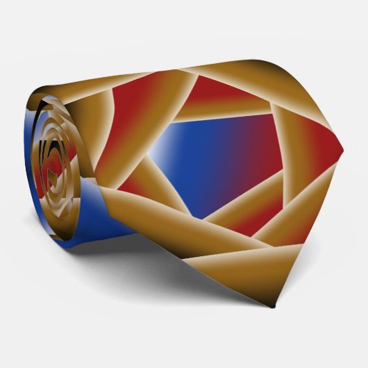 Zwart Blauw Rood Goud Ombre Afgrond Abstracte Kuns Stropdas (Opgerold)