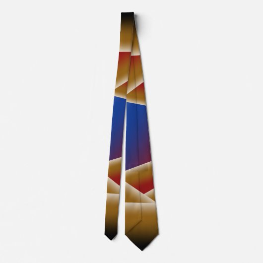 Zwart Blauw Rood Goud Ombre Afgrond Abstracte Kuns Stropdas (Achterkant)