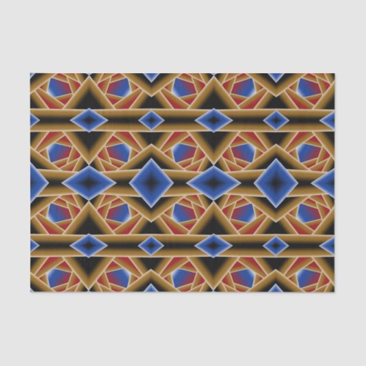 Zwart Blauw Rood Goud Ombre Afgrond Abstracte Kuns Tissuepapier (Voorkant)