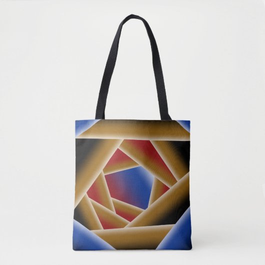 Zwart Blauw Rood Goud Ombre Afgrond Abstracte Kuns Tote Bag (Voorkant)