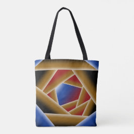 Zwart Blauw Rood Goud Ombre Afgrond Abstracte Kuns Tote Bag