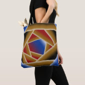 Zwart Blauw Rood Goud Ombre Afgrond Abstracte Kuns Tote Bag (Dichtbij)