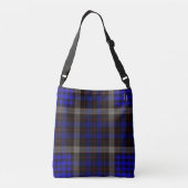 Zwart Blauw Rood Tartan Plaid Houndstooth Crossbody Tas (Achterkant)