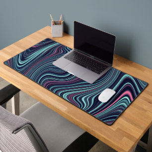 Zwart Blauw Roze Golvende Marmering Agaat Abstract Bureaumat