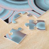 Zwart blauw roze mokkergradiënt Concentric Cirkel Legpuzzel (Zijkant)