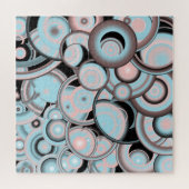 Zwart blauw roze mokkergradiënt Concentric Cirkel Legpuzzel (Horizontaal)