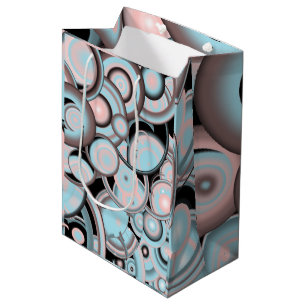 Zwart blauw roze mokkergradiënt Concentric Cirkel Medium Cadeauzakje