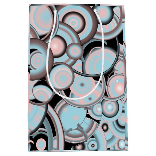 Zwart blauw roze mokkergradiënt Concentric Cirkel Medium Cadeauzakje (Voorkant)