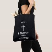 Zwart Blauw Schalen Patroon Bijbelvers Christelijk Tote Bag (Dichtbij)
